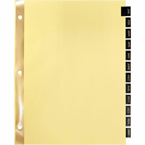 Business Source BSN01183 Monthly Black Leather Tab Index Dividers