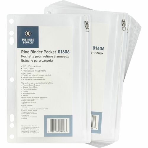 Business Source BSN01606BX Punched Economy Binder Pocket