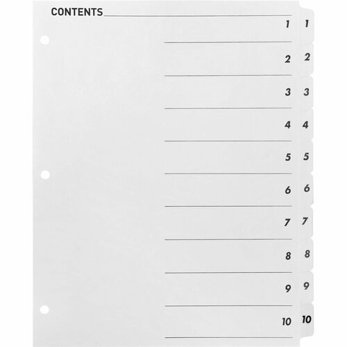 Business Source BSN05854 Table of Content Quick Index Dividers