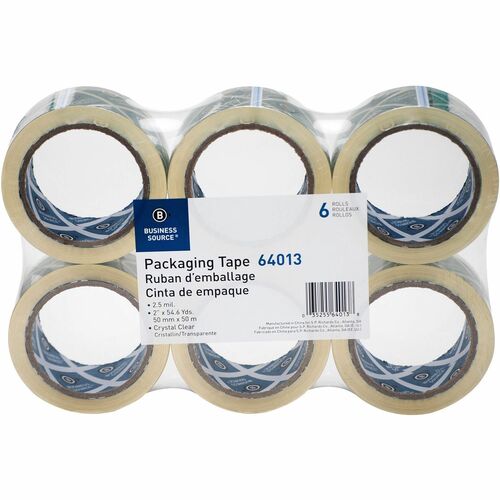 Business Source BSN64013 Crystal Clear Packaging Tape