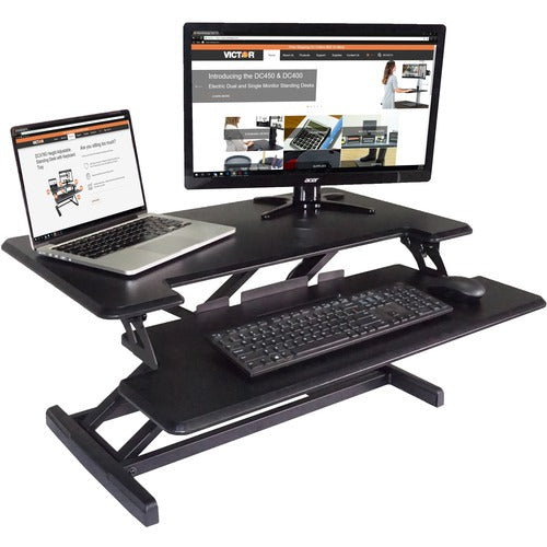 Victor VCTDCX610 High Rise Height Adjustable Compact Standing Desk with Keyboard Tray