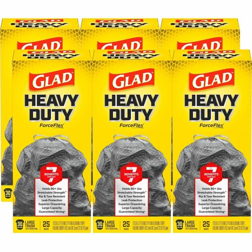 Glad CLO70359BD ForceFlexPlus Large Drawstring Trash Bags