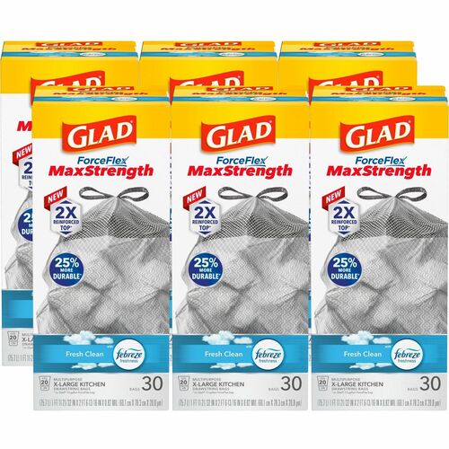 Glad CLO78913BD ForceFlex MaxStrength X-Large Kitchen Drawstring Trash Bags