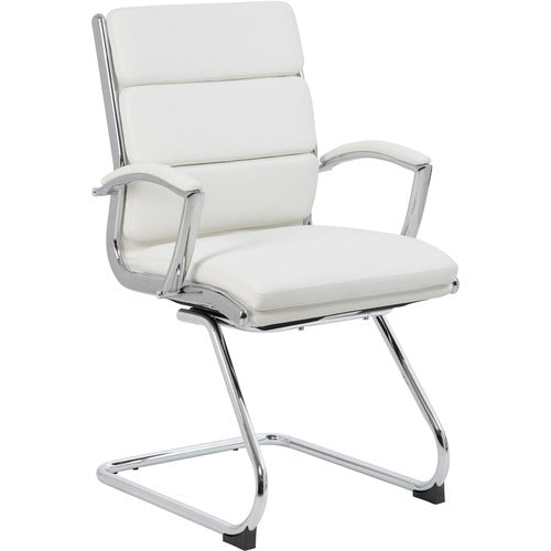 Boss BOPB9479WT Executive CaressoftPlus Chair with Metal Chrome Finish - Guest Chair