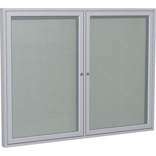 Ghent GHEPA23648VX193 2 Door Enclosed Vinyl Bulletin Board with Satin Frame