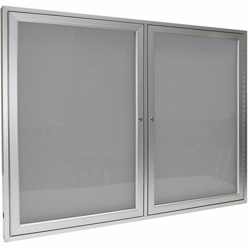 Ghent GHEPA23660VX193 2 Door Enclosed Vinyl Bulletin Board with Satin Frame