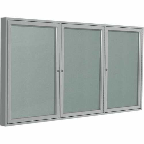 Ghent GHEPA33672VX193 3 Door Enclosed Vinyl Bulletin Board with Satin Frame