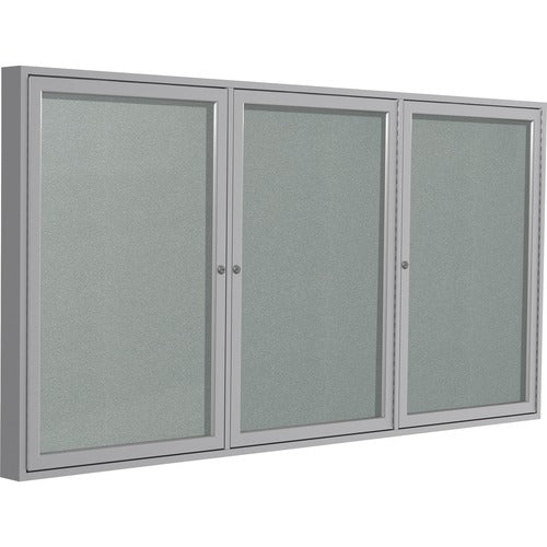 Ghent GHEPA34896VX193 3 Door Enclosed Vinyl Bulletin Board with Satin Frame