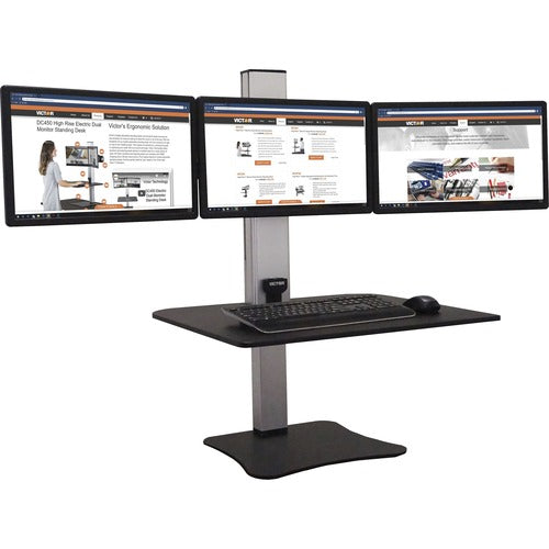 Victor VCTDC475 High Rise Electric Triple Monitor Standing Desk