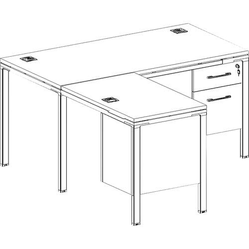 Boss BOPSGSD004201 L Shaped Desk Unit, 3 Grommets and 2 Pedestals