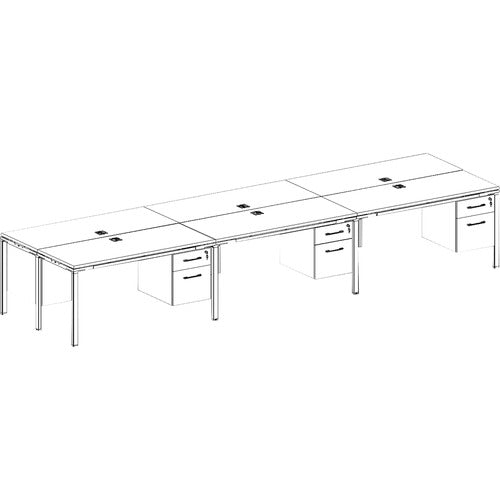 Boss BOPSGSD021110 6 Desks 3 Side by Side and 3 Face to Face with 6 Pedestals