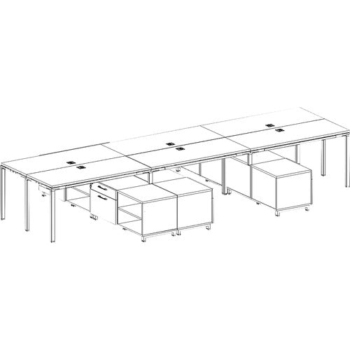 Boss BOPSGSD022101 6 Desks 3 Side by Side and 3 Face to Face with 6 Cabinets