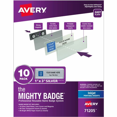 The Mighty Badge® by Avery® AVE71205 The Mighty Badge® by Avery® Mighty Badge Professional Reusable Name Badge System