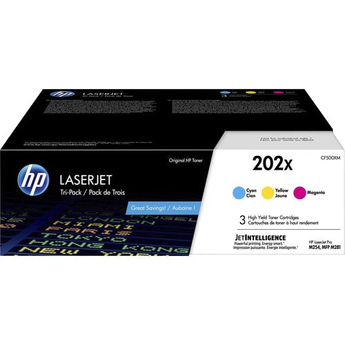 HP HEWCF500XM 202X (CF500XM) Original High Yield Laser Toner Cartridge - Multi-pack - Cyan, Magenta, Yellow - 3 / Carton