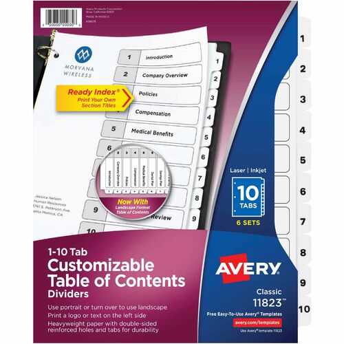 Avery® AVE11823 Avery® Ready Index 10-tab Custom TOC Dividers