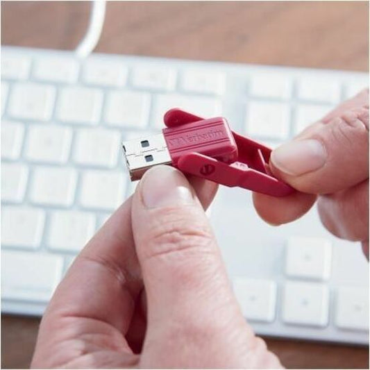 Microban VER70377 16GB Store 'n' Flip USB Flash Drive - 2pk- Berry, Blue