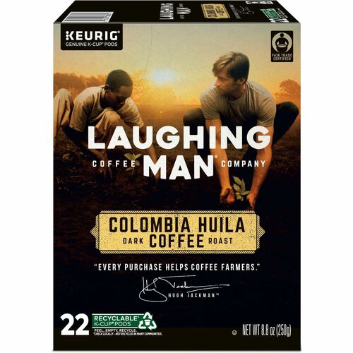 LAUGHING MAN GMT8337 K-Cup, Pod Colombia Huila Coffee, Keurig Single Serve K-Cup Pods, Dark Roast, 22 Count
