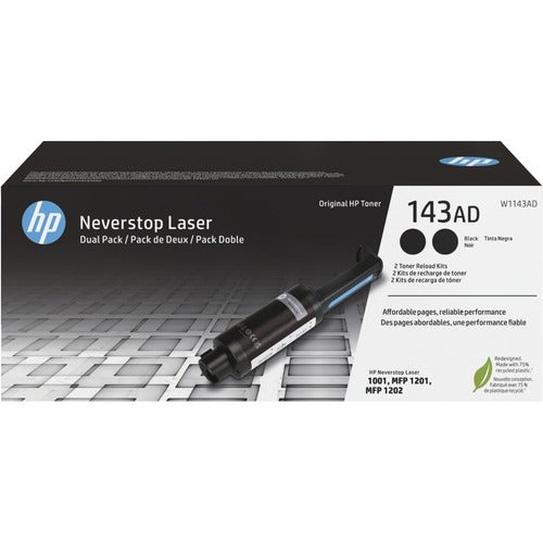 HP HEWW1143AD 143AD Original Laser Toner Cartridge - Dual Pack - Black - 2 / Carton