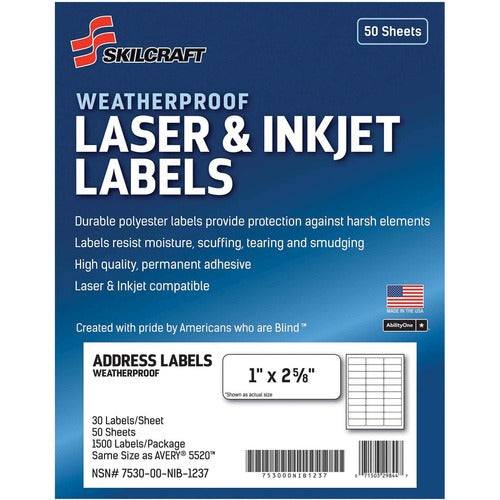 SKILCRAFT® NSN6736516 SKILCRAFT Weatherproof Mailing Labels