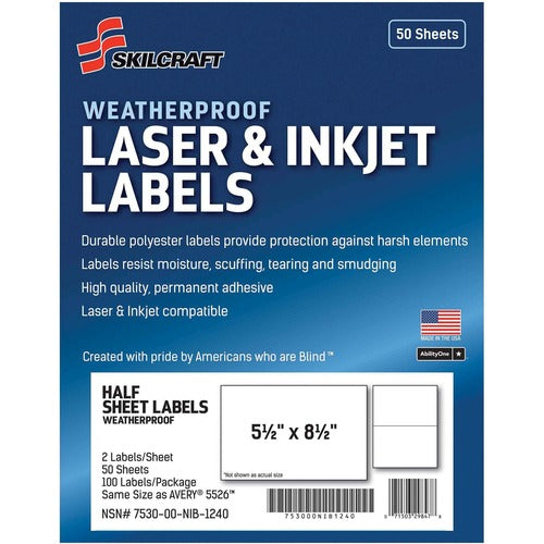 SKILCRAFT® NSN6736219 SKILCRAFT Weatherproof Mailing Labels
