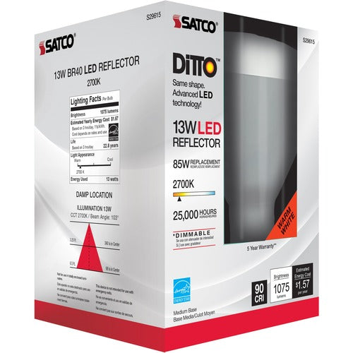 Satco SDNS29615CT 13W BR40 2700K LED Bulb