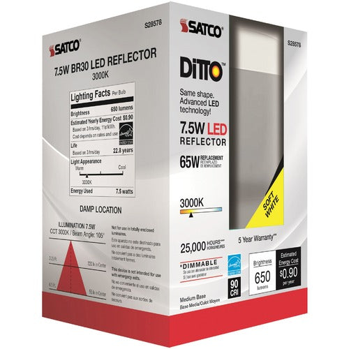 Satco SDNS28578CT 7.5W BR30 3000K LED Bulb