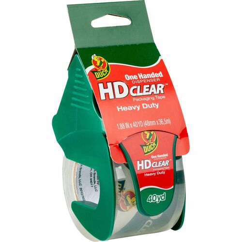 Duck Brand DUC286125 HD Clear Heavy-Duty Packaging Tape, With Dispenser, 1.88" x 40 Yd., Clear