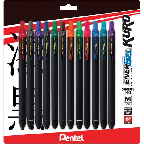 EnerGel PENBL437R1BP12M Kuro Liquid Gel Retractable Pens