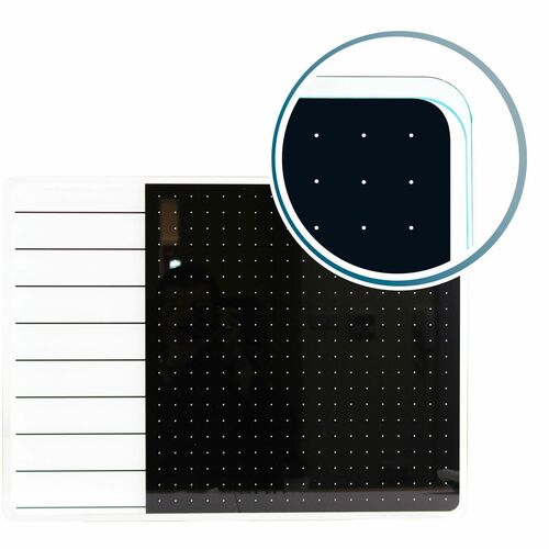 Floortex FLRFCVGM1723WP Viztex® Glacier White & Black Plan & Grid Glass Dry-Erase Board - 17" x 23"