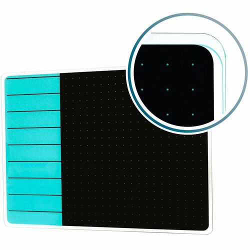 Floortex FLRFCVGM1723TP Viztex® Glacier Teal & Black Plan & Grid Glass Dry-Erase Board - 17" x 23"