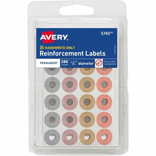 Avery® AVE05745 Avery® Reinforcement Stickers, 1/4" , Metallic, 280 Total (5745)