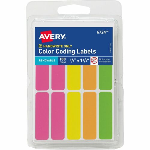Avery® AVE06724 Avery® Rectangular Removable Color Coding Labels on Small Sheets