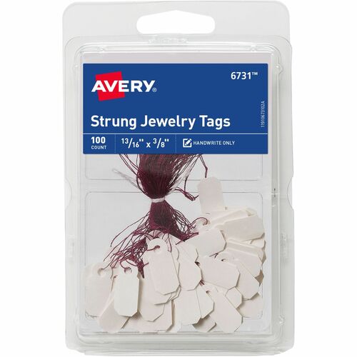 Avery® AVE06731 Avery® Jewelry Tags, Strung, 13/16" x 3/8" , 100 Tags (6731)