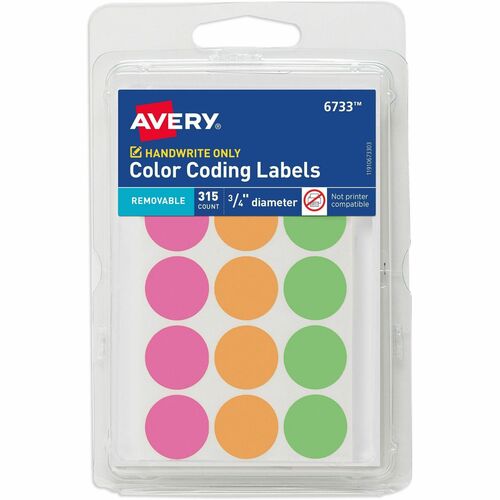 Avery® AVE06733 Avery® 3/4" Round Removable Color Coding Labels - Handwrite Only