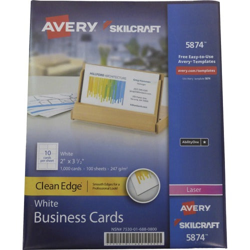 SKILCRAFT® NSN6880800 Avery Clean Edge 2-sided Business Cards