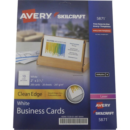 SKILCRAFT® NSN6878444 Avery Clean Edge 2-sided Business Cards