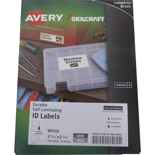 SKILCRAFT® NSN6878445 Avery Durable Self-Laminating ID Labels