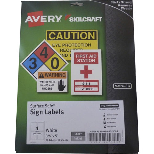 SKILCRAFT® NSN6875089 Avery Surface Safe Sign Labels