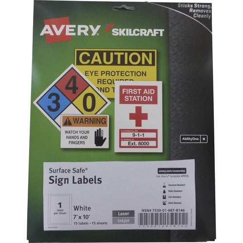 SKILCRAFT® NSN6878146 Avery Surface Safe Sign Labels