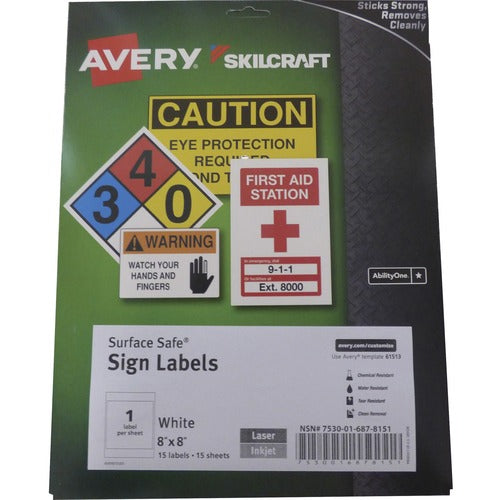 SKILCRAFT® NSN6878151 Avery Surface Safe Sign Labels