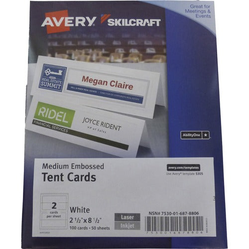 SKILCRAFT® NSN6878806 Avery 2-sided Tent Cards