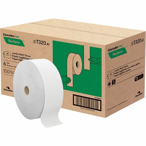 Cascades PRO CSDT320 PRO Perform Jumbo Toilet Paper, 2 Ply, White (T320)