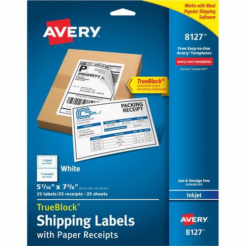 Avery® AVE08127 Avery® TrueBlock Paper Receipt Shipping Labels