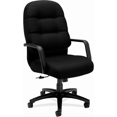HON HON2091CU10T Pillow-Soft Executive High-Back Chair | Center-Tilt | Fixed Arms | Black Fabric