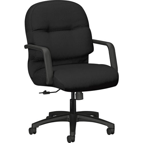 HON HON2092CU10T Pillow-Soft Mid-Back Chair | Center-Tilt | Fixed Arms | Black Fabric