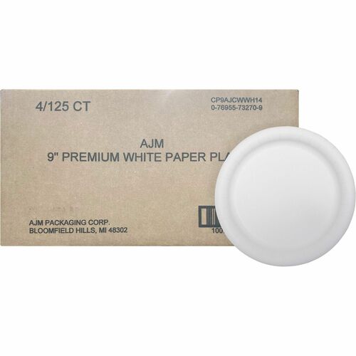 AJM AJMCP9AJCWWH1 9" Dinnerware Paper Plates