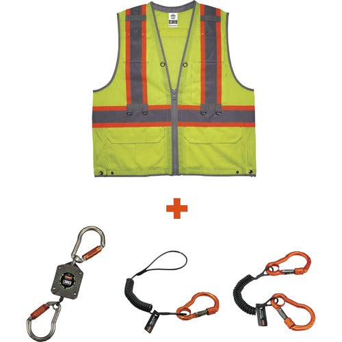 Ergodyne EGO24183 8231TVK Hi-Vis Tool Tethering Safety Vest Kit - Class 2