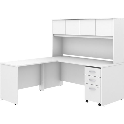 Bush Business Furniture BSHSTC006WHSU Studio C 72W X 30D L Shaped Desk With Hutch, Mobile File Cabinet and 42W Return