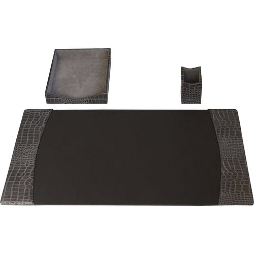 Protacini DACD6237 Castlerock Gray Italian Patent Leather 3-Piece Desk Set