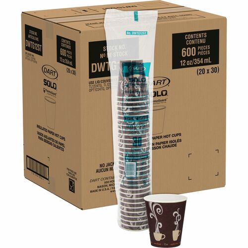 Solo SCCDWTG12STCT ThermoGuard 12 oz Double Walled Paper Hot Cups